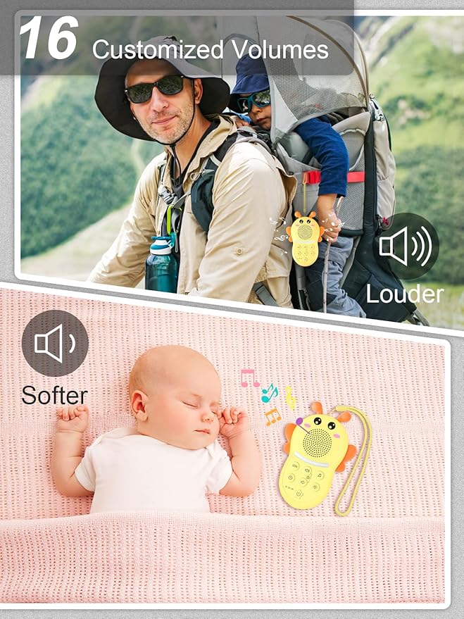 Portable Sound Machine for Baby,White Noise Sound Machine for Babies and Kids,Rechargeable Lullaby Machine with Light,Travel Sound Machine for Sleep,Great for Baby Registry Gift