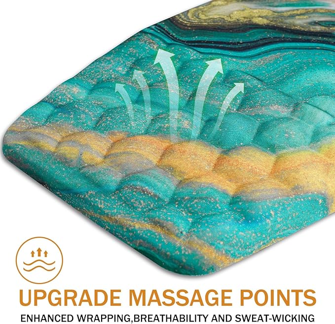 Ergonomic Mouse Pad Wrist Support,Upgrade Mousepad with Massage Design,Non-Slip PU Base Desktop Mouse Pads for Pain Relief, Computer, Office & Home,12 x 8 in（F-Golden Green Marble）