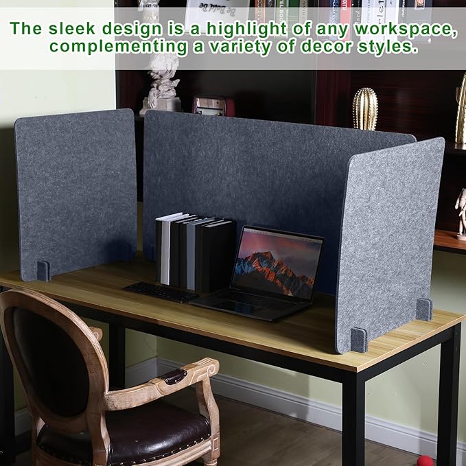 Buryeah 3 Pcs Desk Divider 23.6 x 47.2, 23.6 x 23.6 Stand up Freestanding Cubicle Privacy Partition Reducing Noise Visual Distraction Divider for Office Home School(Gray)