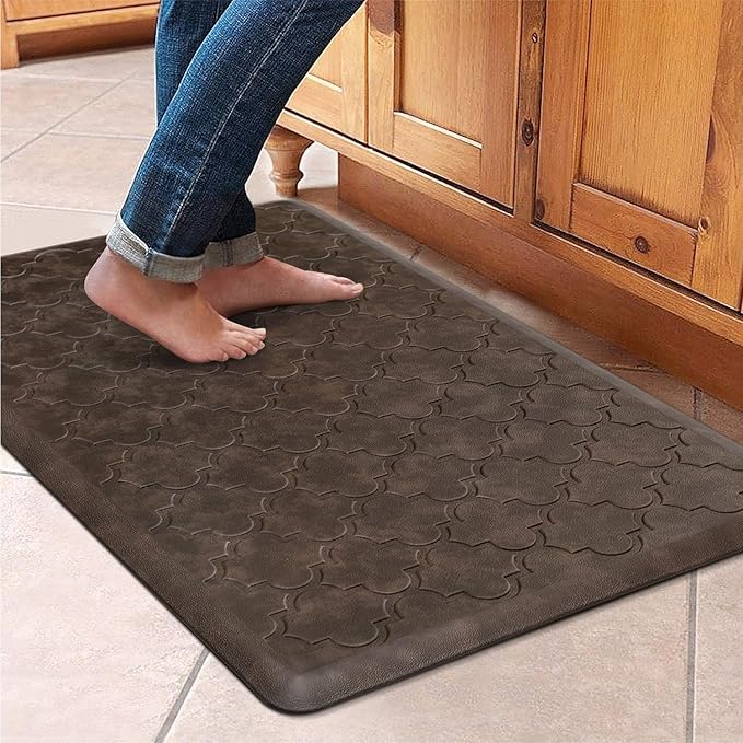 WISELIFE Kitchen Mat Cushioned Anti Fatigue Floor Mat,20"x32", Thick Non Slip Waterproof Kitchen Rugs and Mats,Heavy Duty Foam Standing Mat for Kitchen,Floor,Home,Desk,Sink, Brown