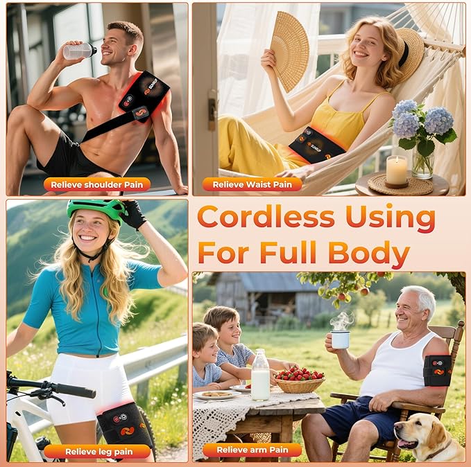 Cordless Red Light Therapy for Body, Portable Light Therapy Pad, 660&850nm Infrared Light Therapy for Back Waist Shoulder Knee Joint, Home Outdoor Using, Gifts for Women Men (13.6"x5.9")
