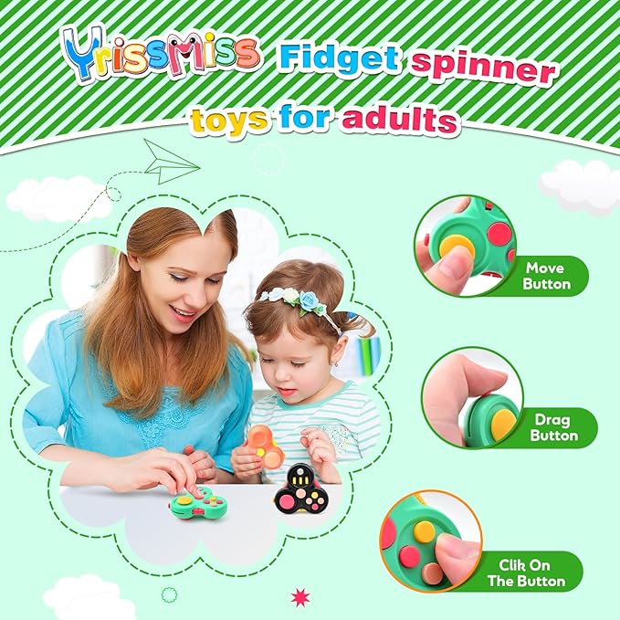 Fidget Toys for Adults,3PCS Fidget Pad Easter Basket Stuffers for Boys Girls,Sensory Toys Stress Relief Cube Clicker Controller,ADHD Autism Fidget Spinner for Office Desk Travel Games