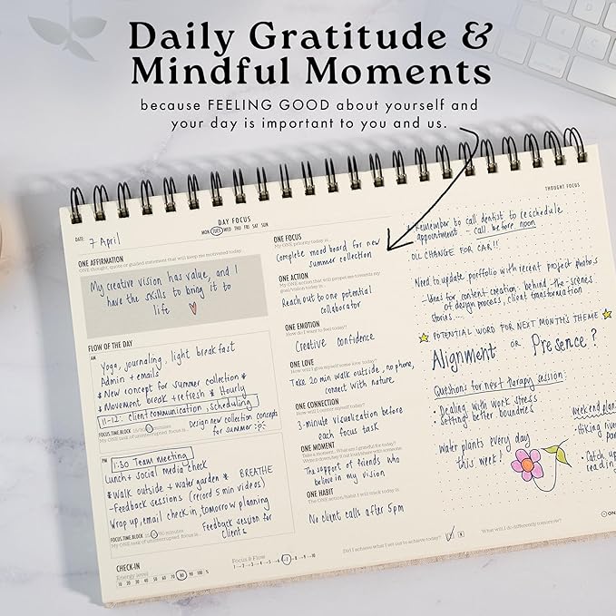 One Focus Notepad Daily Desk Planner for ADHD, Goal Setting, Mindfulness & Time Management – Undated, Compact Planner for Focus, Anxiety Relief & Neurodivergent Adults, A4 size