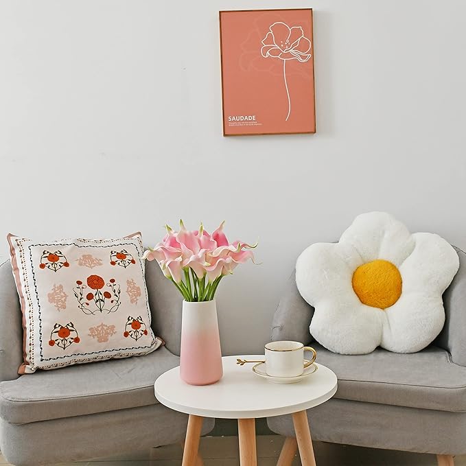 Mandy's PU Light Pink Calla Lily Artificial Flowers 20 Stems 13.5in Faux Realistic Centerpiece DIY Bridal Bouquet Home Décor