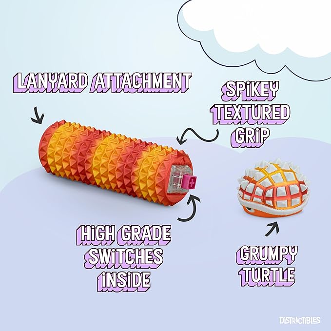 Shelly - Sensory Fidget Toy, Textured Pain Stim Device, Stress Relief for Focus and Concentration (Neon Nova)