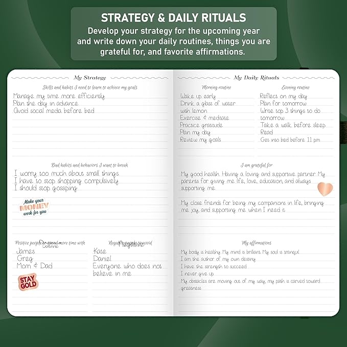 GoGirl Weekly Schedule Planner – Hourly Work & Life Planner with Time Slots – Vertical Agenda Organizer for Daily Productivity, A5 (Forest Green)