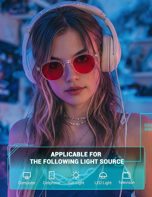 TIJN Blue Light Blocking Glasses Men Women Vintage Thick Round Rim Frame Eyeglasses