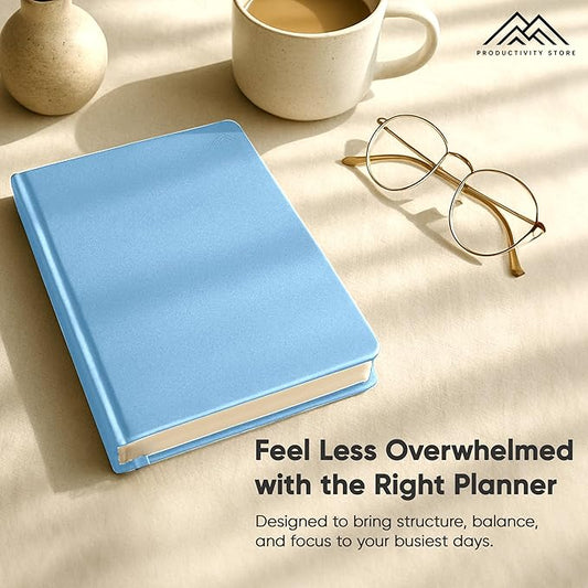 Daily Planner 2025 (5" x 8") - The Ultimate Daily Workflow Planner with Hourly Schedule & Task List to Achieve Your Goals by PRODUCTIVITY STORE (A5, Blue)