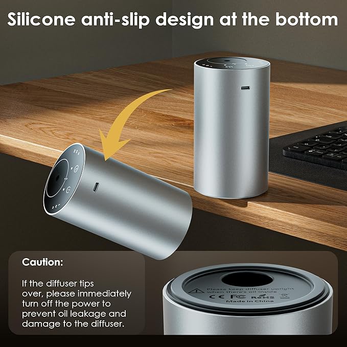 Waterless Essential Oil Diffuser, Portable Aromatherapy Diffuser, Mini Scent Machine, Battery Operated, 1/4/8-Hour Timer, 20ml Capacity, 3 Mist Levels for Home, Car, Room Office.No Included Oil(2pcs)