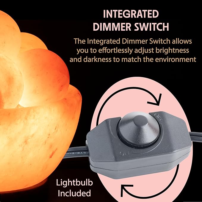 UMAID Himalayan Salt Lamp Bowl with 6 Massage Balls – Dimmable Natural Pink Rock Salt Lamp for Relaxation, Meditation,Yoga, Spa, Office, Bedroom, Wellness, Home Decor, and Unique Gift