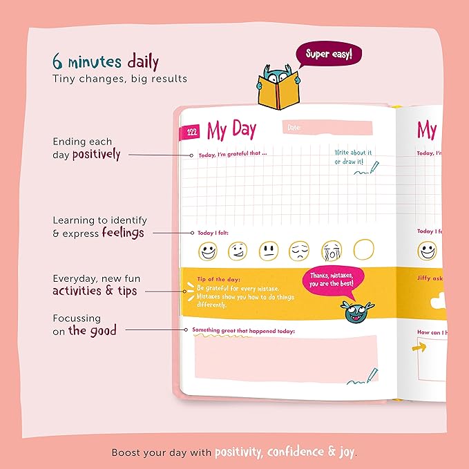 6-Minute Kids Diary – Journal for Kids 6-12 to Develop a Happy Self Mindfulness and Positive Habits – Kids Gratitude Journal for Girls & Boys