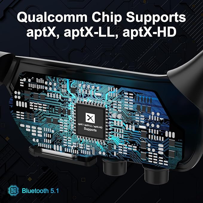 Open Ear Bluetooth Headphones with Microphone, Noise Cancelling Wireless Headset with Mute Button, Supports aptX/aptX-LL/aptX-HD, Designed for Meeting, Home Office,Driving -Not Bone Conduction(Grey)