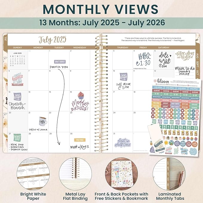 bloom daily planners 2025-2026 (8.5" x 11") Academic Year Day Planner (July 2025 - July 2026) - Weekly & Monthly Dated Agenda Organizer with Stickers & Tabs - Butterfly Garden