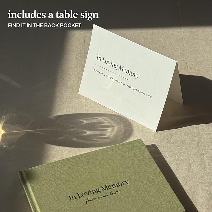 Kunitsa Co. Funeral Guest Book for Memorial Service, in Loving Memory, Sage Cover