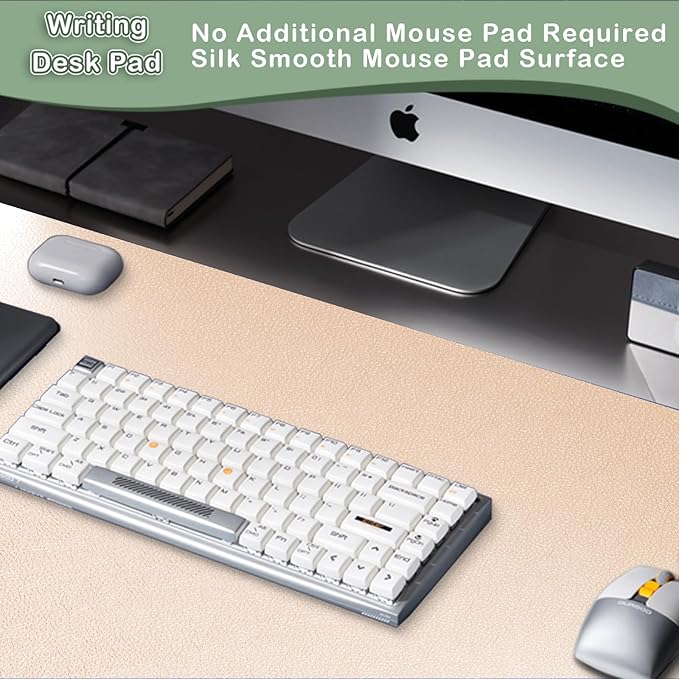 Boutilon Leather Desk Pad Protector,Non-Slip Mouse Pad,Laptop Desk Pad,Office Mouse Mat,Waterproof Leather Desk Blotter,Desk Writing Pad for Office and Home (S-Golden,24"x 14")