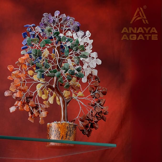 7 Chakra Tree of Life Handmade Gemstone Bonsai Trees, Crystals and Healing Stones Feng Shui Money Tree for Home Office Desk Decor, Positive Energy, Good Luck, Spiritual Birthday Gifts for Women