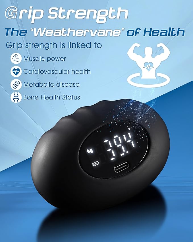 Hand Grip Strength Tester, Dynamometer Grip Strengthener, Digital Finger Palm Gripper Stress Balls, Electronic Squeeze Expander 396LB, Forearm Strengthener for Arthritis Carpal Tunnel Trainer Unzip