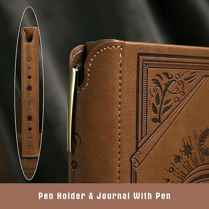 TIEFOSSI Lined Journal Notebook for Women Men, Leather Journal with Pen, A5 Evil Eye Hardcover Notebook for Work, Journaling, Travel & School, 100 GSM Thick Paper, 320 Numbered Pages, 6.2 x 8.3 in