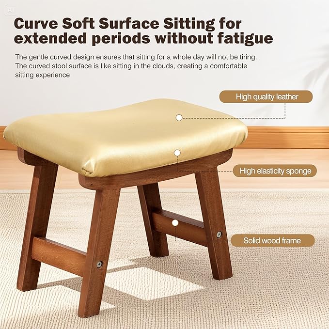 Foot Stool with Leather Cover,Foot Rest Made of Wooden for Couch,Bench,Sofa,Under Office Desk