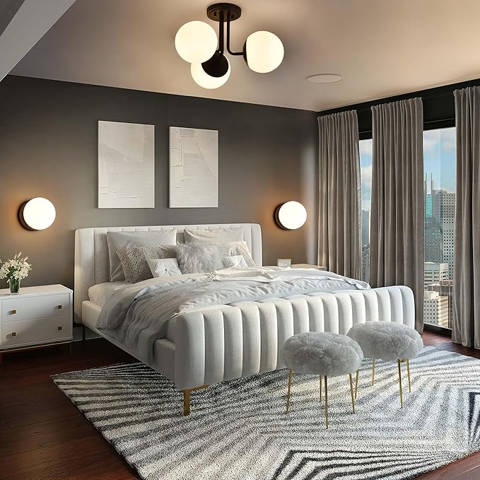 Wall Sconces, 1 Light Modern Globe Sconce in Matte Black, Wall Light for Bedroom Bathroom Living Room & Hallway Vanity Lighting, Ceiling Light Fixture