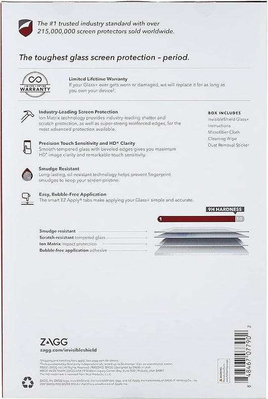 ZAGG InvisibleShield Glass Plus - Tempered Glass Screen Protector Made For the Apple iPad Pro 12.9 Inch - Clear