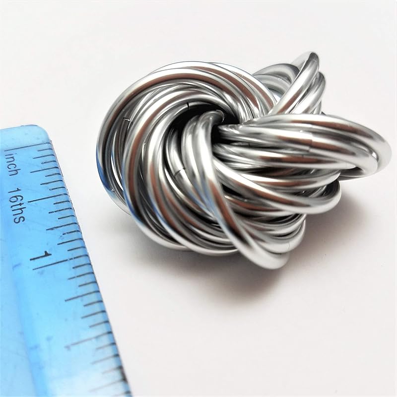 Möbii Fidget Ball (Solid Color): Quiet Mobius ADHD Anxiety Stim Stress Relief Toy Tool for Home Travel Office or Desk (Medium, Full, SilverStar)