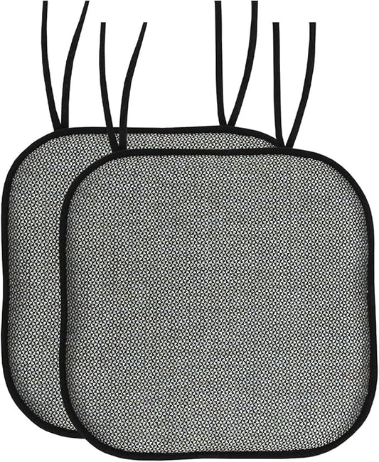 Chair Cushion Memory Foam Pads with Ties Honeycomb Pattern Slip Non Skid Rubber Back Rounded Square 16" x 16" Seat Cover