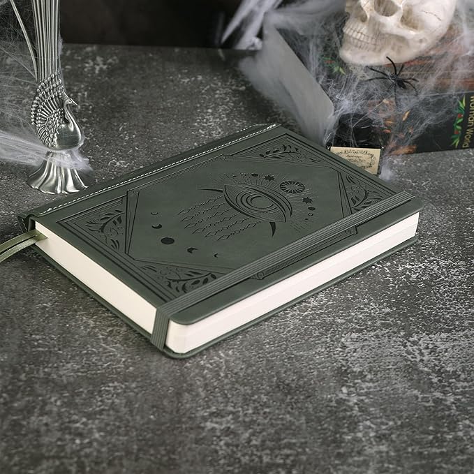 TIEFOSSI Lined Journal Notebook for Women Men, Leather Journal with Pen, A5 Evil Eye Hardcover Notebook for Work, Journaling, Travel & School, 100 GSM Thick Paper, 320 Numbered Pages, 6.2 x 8.3 in