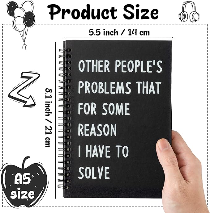 GioXtra Office Spiral Journal Notebook - 4Pcs Humorous Work Quote A5 Lined Pages Spiral Journal College Ruled Hardcover Notebook Work School Note Taking Supplies Thick Paper Subject Boost Productivity