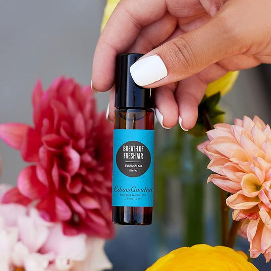 Edens Garden Breath of Fresh Air Essential Oil Roll-On Blend- 100% Pure Premium Grade, Natural, Therapeutic, Aromatherapy, Kid & Skin Safe, The Best for Health, Wellness Pre-Diluted 10 ml (.33 fl oz)