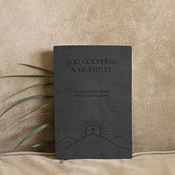 Christian Prayer Journal - God, Goodness & Gratitude - Faith-Based Gratitude and Devotional Journal for Daily Prayers, Bible Study, and Spiritual Growth - Black Leather Hardcover
