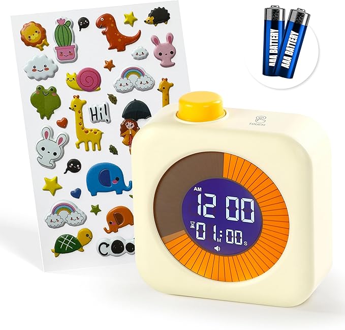 Digital Visual Backlit Timer (3-in-1) Touch Button with Stickers for Kids, Countdown, Homeschool, Classroom Essential, Pomodoro & 60 Minute Session, Teacher Gift, fits Kitchen and ADHD Users