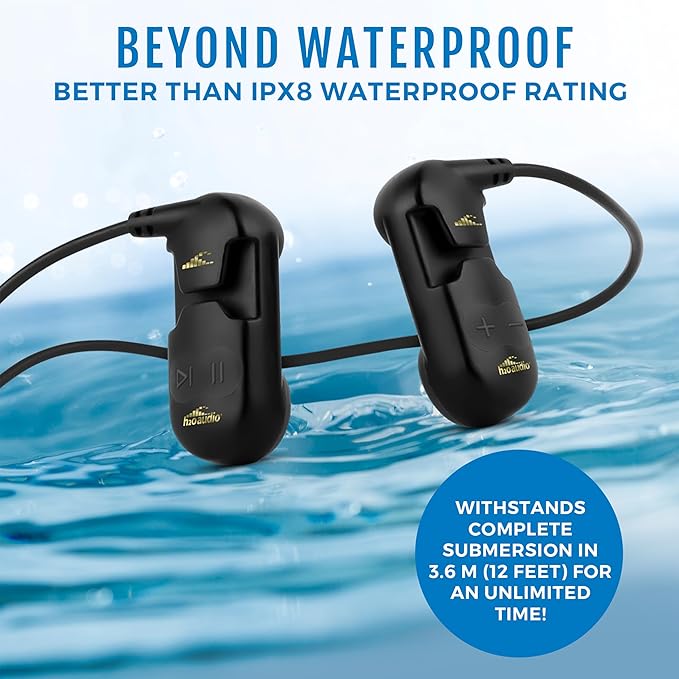 H2O Audio Sonar PRO IPX8 Waterproof Bone Conduction Headphones – Open-Ear MP3 Player with Playlist+ App for Bluetooth Streaming & Custom Playlists – 7hrs Battery for Swimming, Sports.