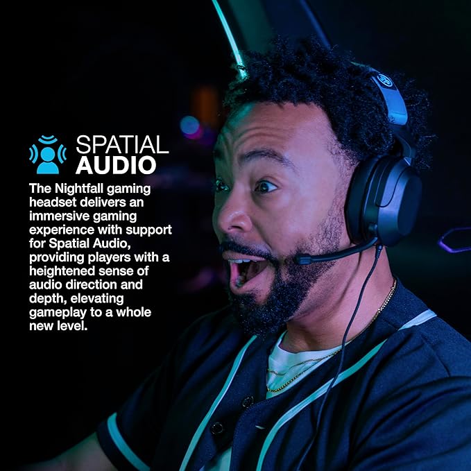 JLab Nightfall Gaming Headset with Near-Field Directional Flip-to-Mute Rotating Boom Mic, 50mm Drivers and Sound Isolating Inner Shelf, Wired 3.5mm for PC, PS5, PS4, Xbox Series X/S, Xbox one, Switch