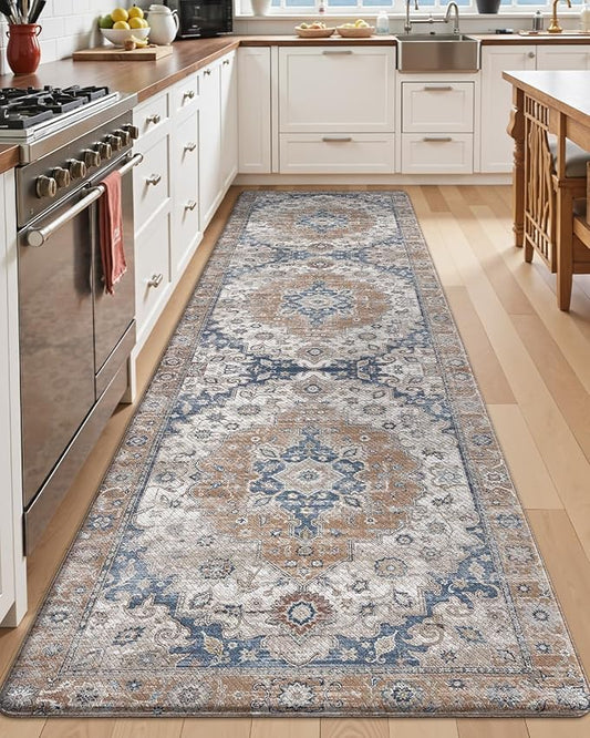 LUMI Kitchen Mat Anti Fatigue Cushioned, Memory Foam Padded Standing Rug Waterproof, Non Slip Comfort Floor Runner for Home, Sink, Laundry, Office, 24"x87", Terracotta