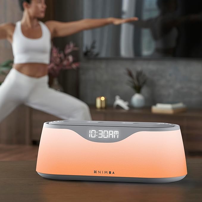 Nimba OFLO Sunrise Alarm Clock with 35 Expertly Tuned Soundscapes & 6 Natural Light Modes - Light Therapy Wake-Up Clock for Heavy Sleepers, App Control Bedside Sound Machine with Soothing White Noise