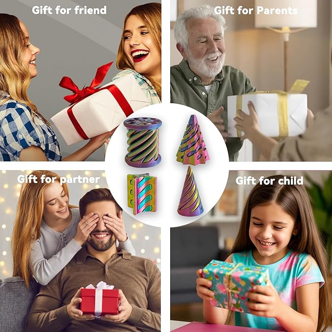 4 Packs Impossible Cone,Spiral Cone Fidget Toy,Impossible Cones passthrough Impossible Pyramid for Relaxing,Spiral Fidget Toy passthrough Impossible Cone,Birthday for Adults & Kids