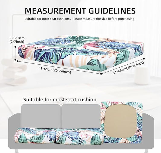 8Pcs Stretch Patio Cushion Covers Waterproof Outdoor Cushion Covers Patio Couch Cover Slipcovers, for Outdoor Furniture Protector Covers Replacement(Cover Only) (Tropical Flavor)