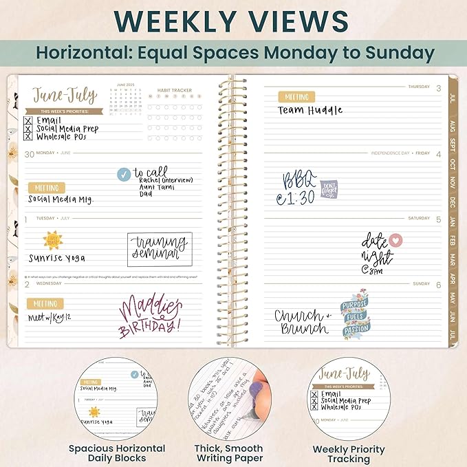 bloom daily planners 2025-2026 (8.5" x 11") Academic Year Day Planner (July 2025 - July 2026) - Weekly & Monthly Dated Agenda Organizer with Stickers & Tabs - Butterfly Garden