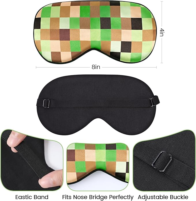 2 Pcs Sleep Mask for Kids Boys, Silk Eye Covers for Sleeping, Adjustable Strap & Light Blocking Design, Adult Children's Bedtime Blindfold for Travel and Home Use (My World)