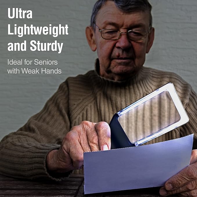 MAGNIPROS Patented 6X Large Magnifying Glass with Light | 3 Color Light Modes | Anti-Glare Lens & Stepless Dimmable LEDs | Perfect for Reading Fine Print & Inspection - Ideal for Seniors & Low Vision