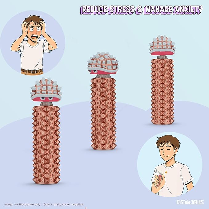 Shelly - Sensory Fidget Toy, Textured Pain Stim Device, Stress Relief for Focus and Concentration (Neon Rosé)