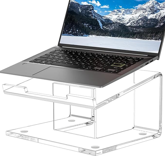 Acrylic Laptop Stand for Desk, Laptop Riser for 10-17.3 Inch Laptops, Ergonomic Computer Stand Holder Compatible with Macbooks and Notebooks- Clear