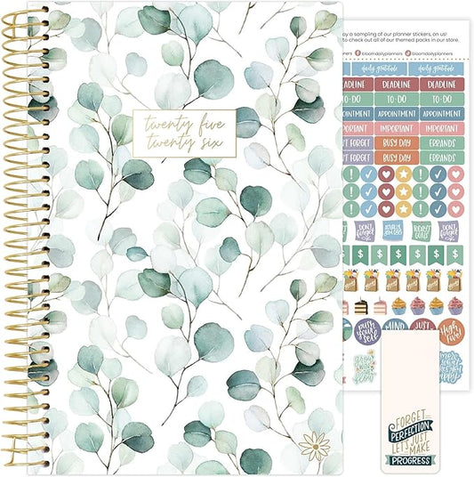 bloom daily planners 2025-2026 Academic Year Daily Planner (July 2025 - July 2026) - A5 Weekly & Monthly Calendar Agenda Organizer Book with Stickers - 5.5" x 8.25" - Boho Greenery
