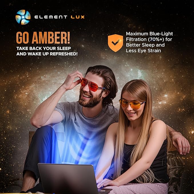 Blue Light Blocking Glasses Amber Lenses - For Better Sleep, Gaming, Eye Strain, Computer