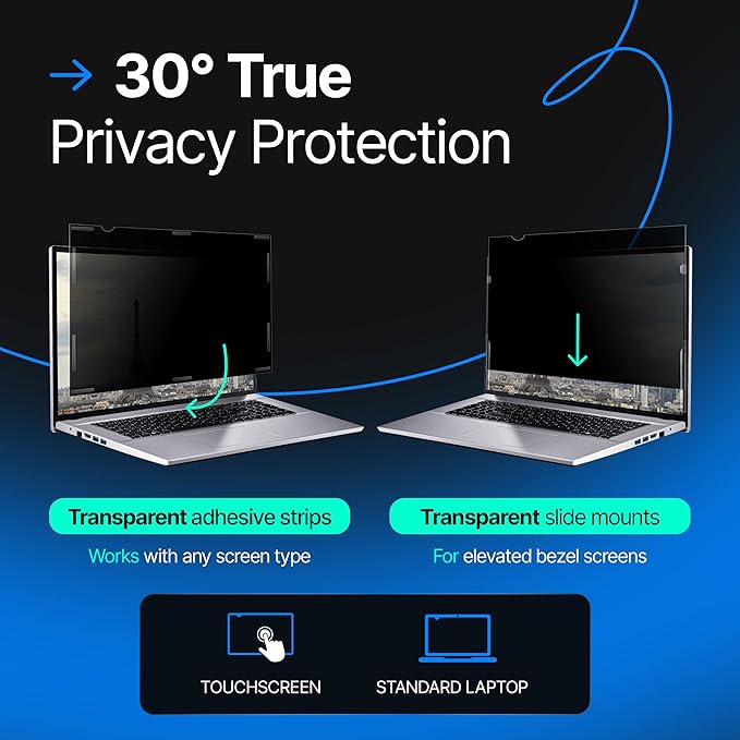 VINTEZ 14 Inch 16:10 Privacy Screen for Computer Monitor and Laptop - Anti Glare Protector Film Blue Light Filter Eye Protection - Computer Screen Privacy Shield, [1 Pack]