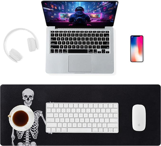 ALOANES Waterproof Mouse Pad with Durable Stitched Edge, Large Gaming Keyboard Pad, Non-Slip Rubber Base, Extended Desk pad for Gamer, Office & Home, Left Skeleton Mousepad 27.6''x 11.8''x 0.12''