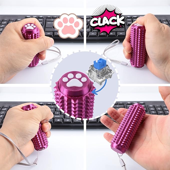 2PCS Little Ouchies Fidget with Cat Dog Paw Button, Sensory Pain Stim Fidget Toys for Adults & Teens, Anxiety and Stress Relief Items, Spiky Grippy Stim Tool, Portable ADHD Autism Fidget Clicker