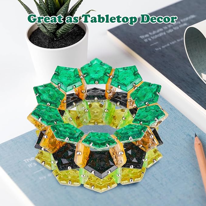 Magnetic Fidget Sphere Magnet Toys - Holographic Glitter Crystal Green - Magnets Sensory Toys - 12 Piece Set - Creativity Beyond Imagination, Inspirational, Recreational, Fun Desk Toy for Adults
