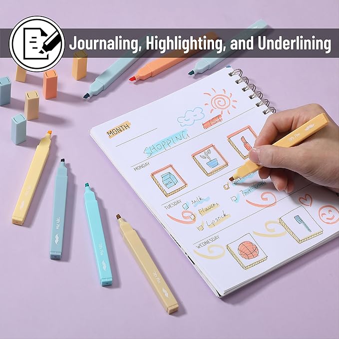 Mr. Pen- Aesthetic Highlighters, 8 pcs, Chisel Tip, Pastel Colors, Cute Highlighters Assorted Colors